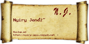 Nyiry Jenő névjegykártya